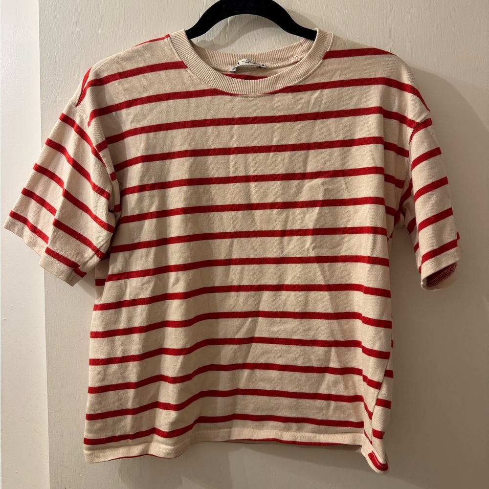 Zara Red and Cream Striped Top